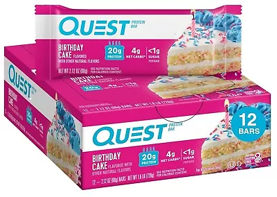 Quest Nutrition Birthday Cake Protein Bar High Protein Low Carb Keto Friendly • $35.15