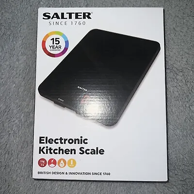 Salter Digital Kitchen Scale Electronic Glass Platform Easy Read Display Black • £17.99