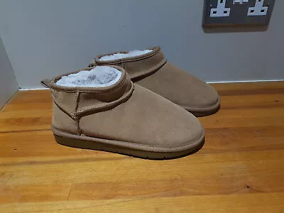 Marks & Spencer Suede Faux Fur Lined Slipper Ankle Boots Size 4 Womens Girls M&S • £8.94