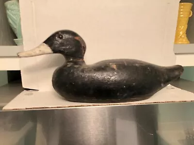 Vtg Wooden Duck Decoy Mallard Black Glass Eyes • $49.99