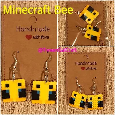 Minecraft Skin Earrings Perler (Bee Other Minecraft Mob Character Available) • $5.50