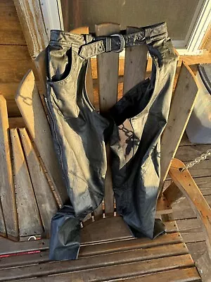 VINTAGE Harley Davidson Leather Motorcycle Chaps Women’s Size MW • $40