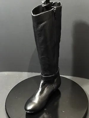 Ciao Bella Leslie Black Leather Knee High Zip Up Boots Size US 6 M • $28.60