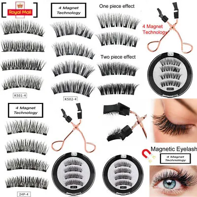 Professional Magnetic Eyelashes Fake False Lashes Set Kit With Applicator • £1.99