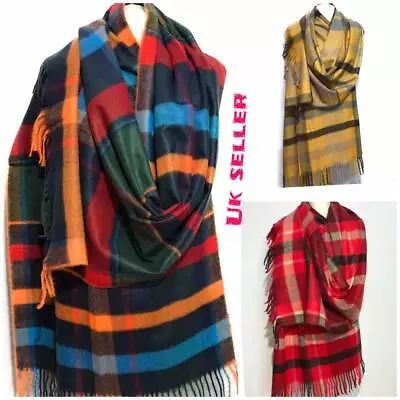 Tartan Scarf Check Plaid Warm Winter Shawl Over Sized Women S Ladies Neck Wrap • £8.49