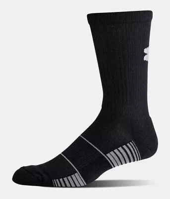 2 Pairs Black Under Armour UA Adult Team Crew Socks Athletic Sock Large • $17.49