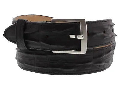 Black Western Cowboy Leather Crocodile Alligator Tail Belt Silver Buckle • $29.99