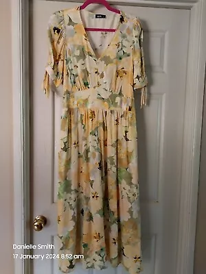 Dotti Size 16 Maxi Dress Lemon Floral Print • $40