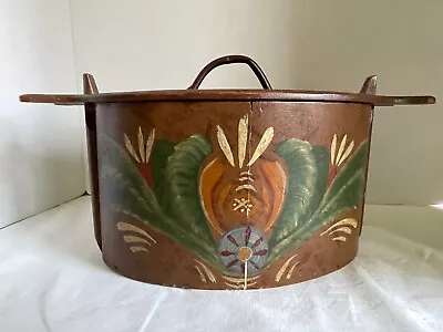 Vintage Swedish Bentwood Handcrafted Handpainted Tina Box Folk Art Signed 1933 • $175