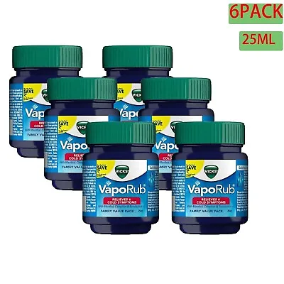 Vicks 6PCS VapoRub Cough Suppressant Chest Analgesic Ointment Throat Topical • $24.99