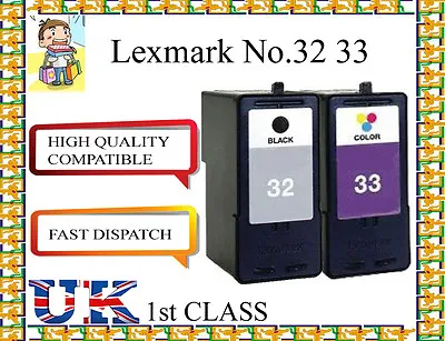 REMANUFACTURED Lexmark 32 & 33 Ink Cartridges For LEXMARK PRINTER • £32.99