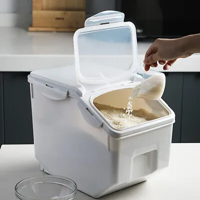 10/15KG Grain Container Cereal Dispenser Dry Food Rice Flour Storage Box Desktop • $47.95