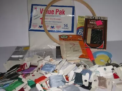 Vintage Junk Lot Grandma's Sewing Embroidery Thread Needles Yo Yo Maker Frame • $4.99