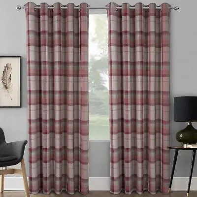 Red Warrington Lined Blackout Eyelet Curtains Ring Top Curtain Pair • £86