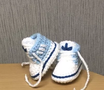 Crochet Baby Shoes Handmade Crochet Wool Baby Booties Sneakers Slippers • £6.99