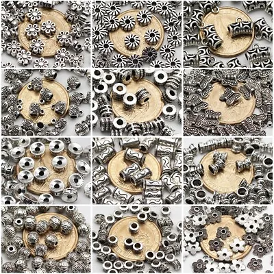 50pcs Tibetan Silver Metal Alloy Charms Loose Spacer Beads Jewelry Making DIY • $2.69