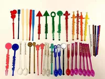 Vtg Lot 42 Stir Swizzle Sticks Spoons LAS VEGAS Hotel Casino Sands Dunes Mint+++ • $48