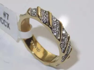 Ladies Gold Band Ring 5mm Full Eternity 18kt Steel Cz Wedding Two Tone New 1557 • £19.99