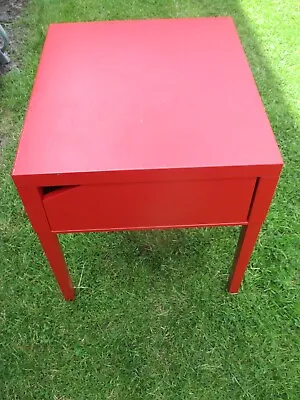 IKEA SELJE Red Metal Bedside Table With Drawer - 56cm High • £10