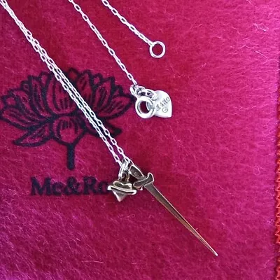 Me & Ro Sword And Heart Pendant Necklace Sterling Silver 925 & 10K Charm From JP • $264