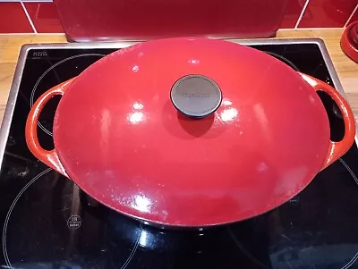 Vintage Le Creuset Cousances Variegated  Red 30CM Casserole Dish Good Condition  • £30