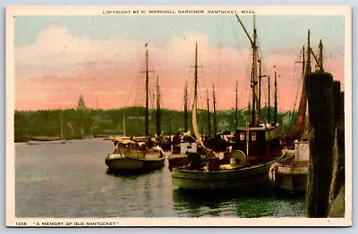 Postcard MA A Memory Of Old Nantucket Fishing Boats Marshall Gardiner H37 • $12.99