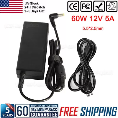 12 Volt 5 Amp (12V 5A) 60W AC Adapter Charger Power Supply Cord FOR LED Strip • $10.99