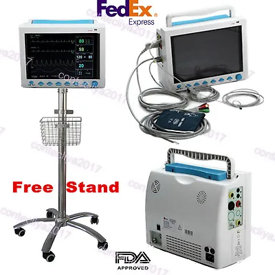 CONTEC ICU Vital Signs Patient Monitor With Rolling Stand 6 Parameters CMS8000 • $798