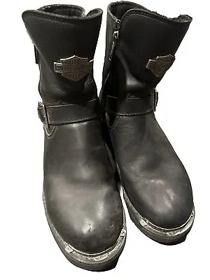 Harley-Davidson BRAKE LIGHT Double Zip Leather Motorcycle Boots Size 9 • $77.99