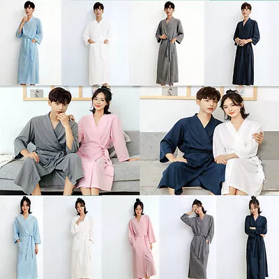 Men Women 100% Cotton Waffle Towel Dressing Gown Nightwear Hotel Spa Bathrobe • $19.98