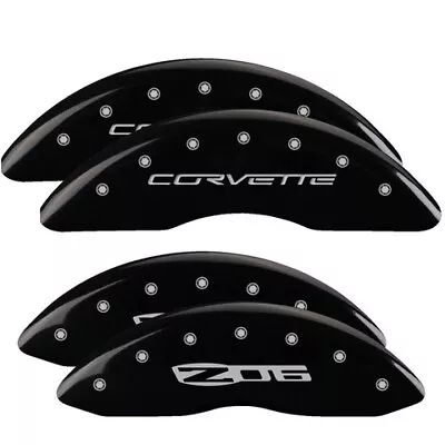 MGP Caliper Covers Set Of 4 Black Finish Silver Corvette / Z06 (C6) • $289