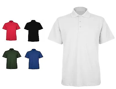 Mens 100% Cotton Polo Shirt Short Sleeve Premium Shirts - PLAIN UNIFORM CASUAL • £9.99