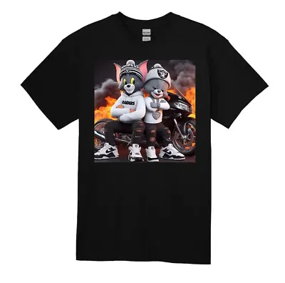 OAKLAND/LAS VEGAS RAIDERS CARTOON TOM AND JERRY DTF Printed T-Shirts SM-4XL! • $19.99