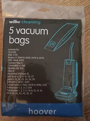 5 Pack WILKO Vacuum Bags Suitable For Hoover 800/2724 Breeze 2664 To 2668  • £5.99