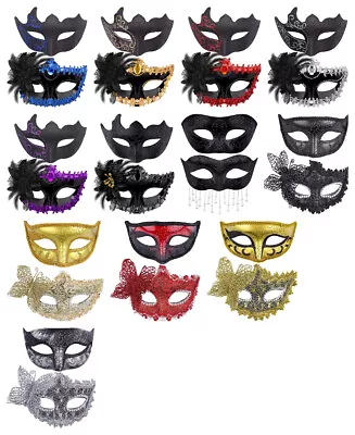 Couple Masquerade Masks Set /Venetian Party/ Plastic Halloween Costume /Choose • £10.19