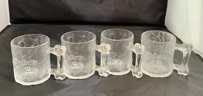 McDonalds  Flintstones Clear Glass Coffee Mugs Set Of 4 Vintage 1993 • $19.99