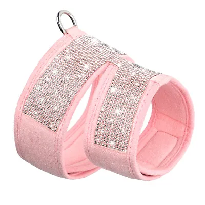 £8.39 • Buy Dog Cat Bling Rhinestone Harness Suede Leather Pink Girl Small Puppy Vest Jacket