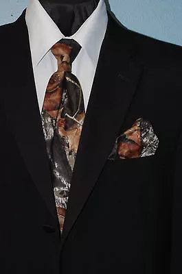 Mens Mossy Oak Camouflage Camo Dress Tie Choice Of Hankie SKINNY 2 3/4   TUXXMAN • $15.95