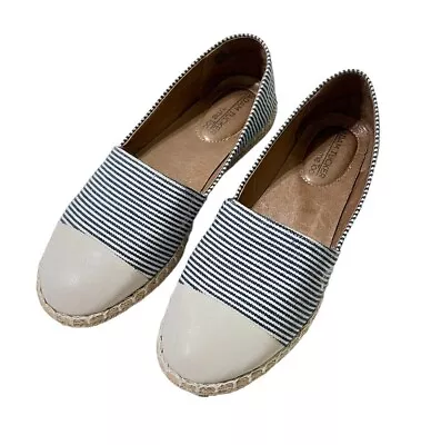 Adam Tucker By Me Too Espadrille Flats Womens Size 7 Blue White Canvas Nautical • $25.25