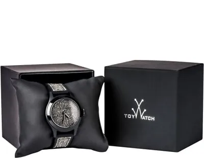 TOY WATCH 133433 Womens Black Swarovski Crystal Bezel Silicone Strap 38 Mm Watch • $75.65