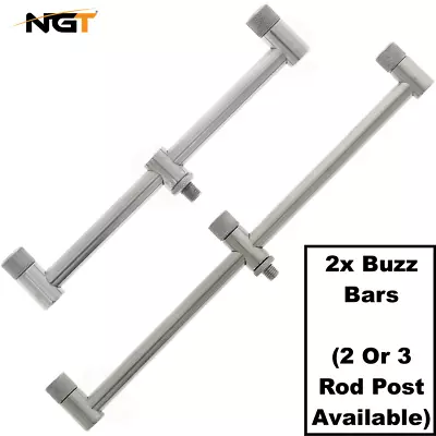 2x NGT Buzz Bars Stainless Steel Carp Fishing 20-30cm 2 OR 3 Rod Post Fixed • £11.95