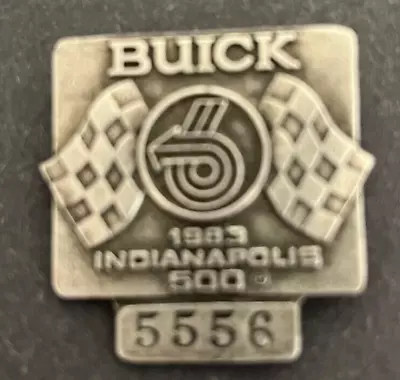 Indy 500 SILVER  1983 Pit Pass Badge Pin# 5556. Checkered Flags • $25