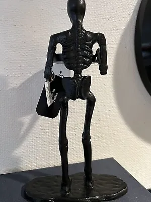 Halloween Black Skeleton Hand Holding Black  Metal Candy Serving Gold Decor NWT • $49.88
