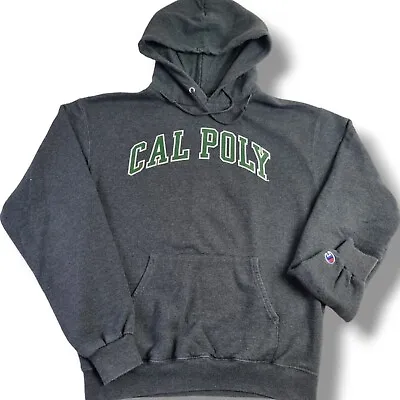 Champion Mens Hoodie Grey Cal Poly  USA Hooded Sweatshirt Pullover Size Medium  • £12