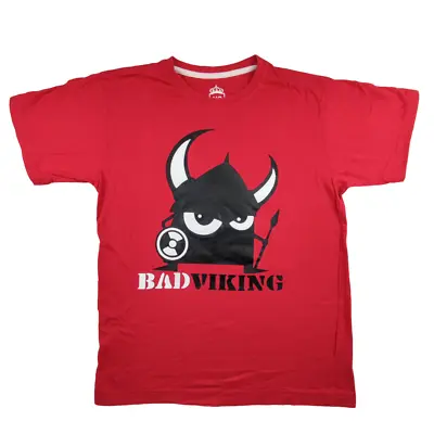 Nordic Souvenir Bad Viking T Shirt Size XS Red Mens Cotton Crew Graphic Tee • $18.66