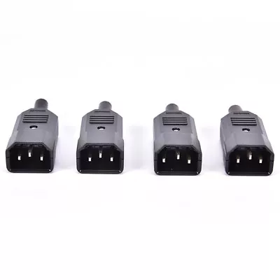 4Pcs Iec C14 Male Inline Chassis Socket Plug Rewireable Mains Power C.$z • $5.48