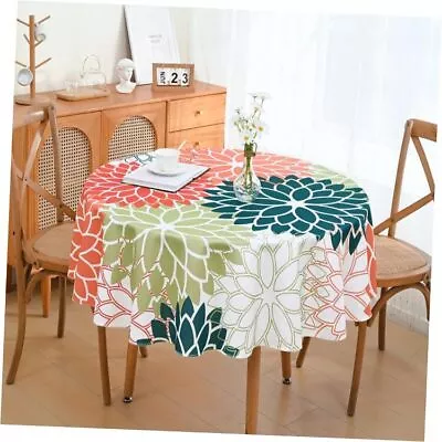  Round Tablecloth 60 Inch Spring Summer Dahlia 60 In For 2-4 Seats Orange • $27.18