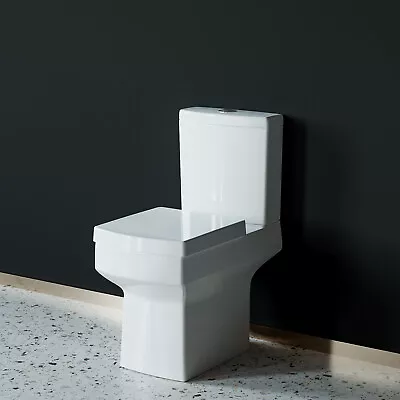 Modern White Ceramic Close Coupled Toilet Soft Close Seat Cistern Bathroom WC • £129.47