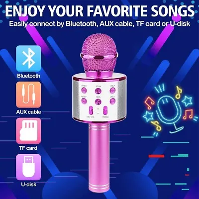 Karaoke Microphone Bluetooth Wireless Mic With Magic Sound Light Singing Machine • $10.69