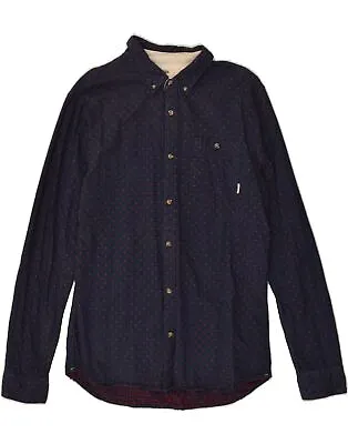 VANS Mens Shirt Large Navy Blue Polka Dot Cotton SQ02 • £14.62